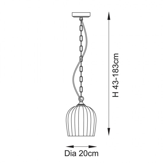 78810-001 Brushed Aged Brass Pendant with Clear Ribbed Glass