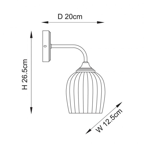 78812-001 Brushed Aged Brass Wall Lamp with Clear Ribbed Glass