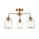 78801-001 Brushed Aged Brass 3 Light Semi Flush with Clear Glass