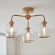 78801-001 Brushed Aged Brass 3 Light Semi Flush with Clear Glass