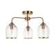 78801-001 Brushed Aged Brass 3 Light Semi Flush with Clear Glass