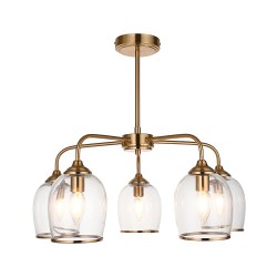 78803-001 Brushed Aged Brass 5 Light Semi Flush with Clear Glass