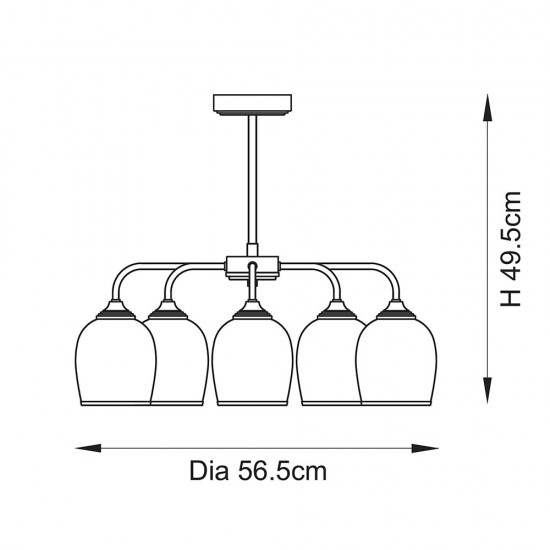 78803-001 Brushed Aged Brass 5 Light Semi Flush with Clear Glass