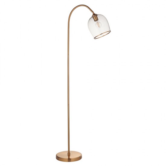 78805-001 Brushed Aged Brass Floor Lamp with Clear Glass