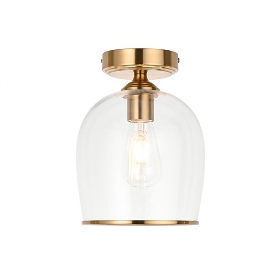 78807-001 Brushed Aged Brass Ceiling Lamp with Clear Glass