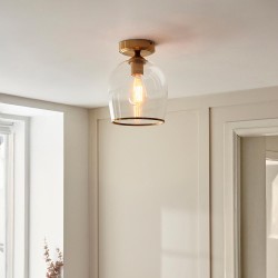 78807-001 Brushed Aged Brass Ceiling Lamp with Clear Glass