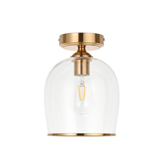 78807-001 Brushed Aged Brass Ceiling Lamp with Clear Glass