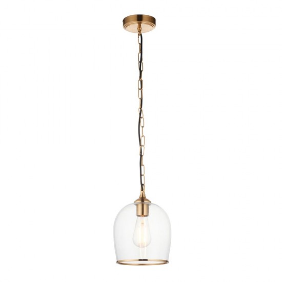 78809-001 Brushed Aged Brass Pendant with Clear Glass