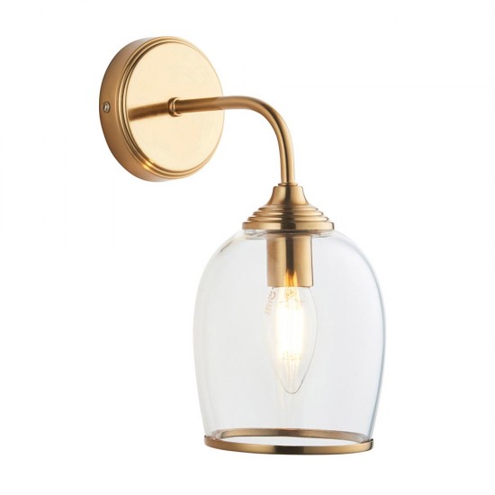 78811-001 Brushed Aged Brass Wall Lamp with Clear Glass