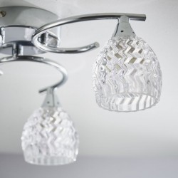 424-001 Chrome 3 Light Ceiling Lamp with Cut Clear Glasses