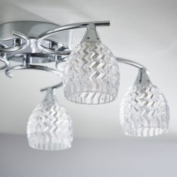 1388-001 Chrome 5 Light Ceiling Lamp with Cut Clear Glass 