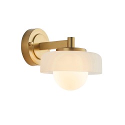 78813-001 Brushed Aged Brass Wall Lamp with Frosted & Opal Glass