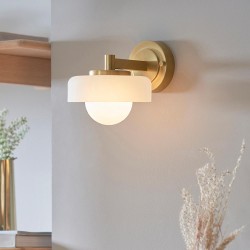 78813-001 Brushed Aged Brass Wall Lamp with Frosted & Opal Glass