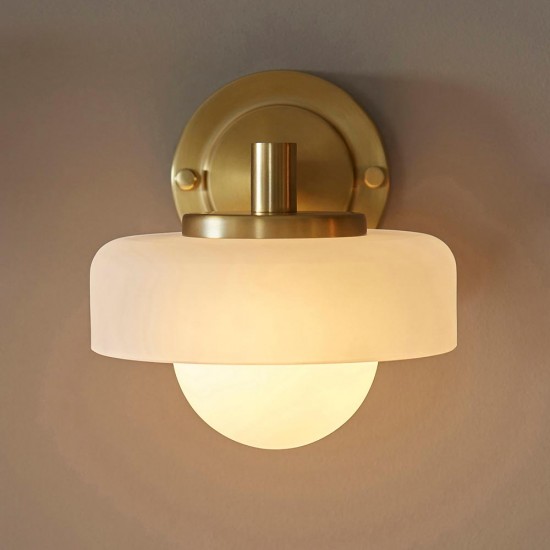 78813-001 Brushed Aged Brass Wall Lamp with Frosted & Opal Glass