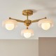 78814-001 Brushed Aged Brass 3 Light Centre Fitting with Frosted & Opal Glass