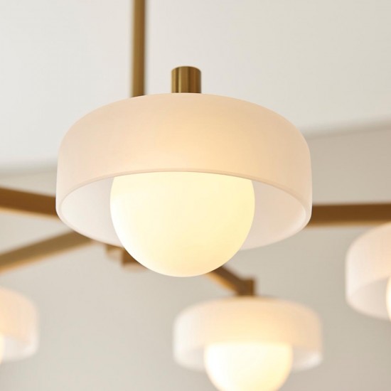 78815-001 Brushed Aged Brass 5 Light Centre Fitting with Frosted & Opal Glass