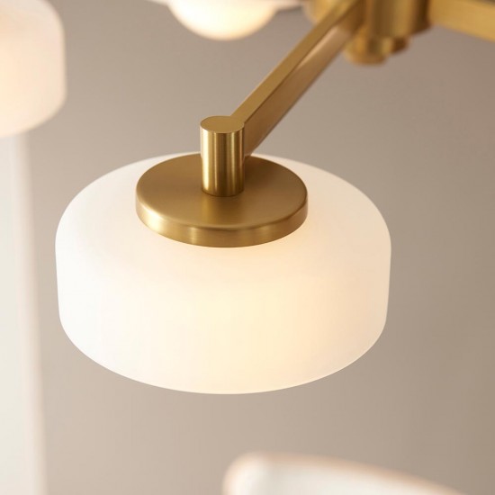 78815-001 Brushed Aged Brass 5 Light Centre Fitting with Frosted & Opal Glass