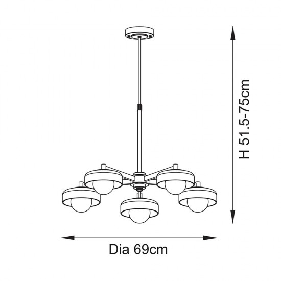 78815-001 Brushed Aged Brass 5 Light Centre Fitting with Frosted & Opal Glass
