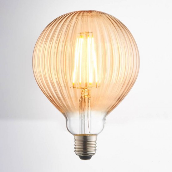 E27 Amber Ribbed Big Globe Bulb