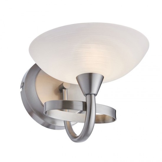 440-001 Satin Chrome Wall Lamp with White Glass