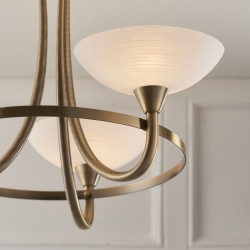 441-001 Antique Brass 3 Light Centre Fitting with White Glasses