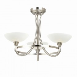 442-001 Satin Chrome 3 Light Centre Fitting with White Glasses 442-001 Satin Chrome 3 Light Centre Fitting with White Glasses