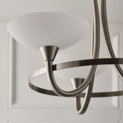 442-001 Satin Chrome 3 Light Centre Fitting with White Glasses