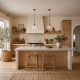 78828-001 Natural Travertine Stone Pendant with Clear Ribbed Glass
