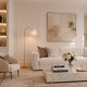 74343-001 Warm Brass Floor Lamp with Natural Linen Shade