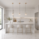 78831-001 White Volakas Marble Pendant with Clear Ribbed Glass