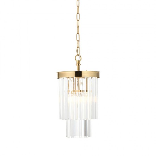 78626-001 Brushed Aged Brass Pendant with Crystal