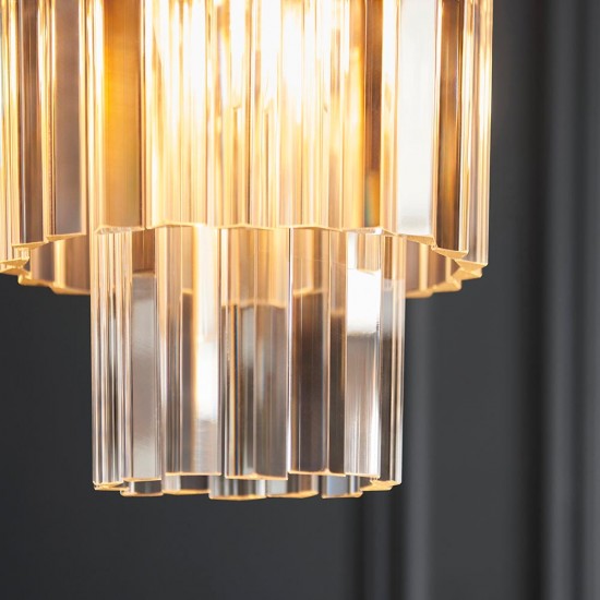 78626-001 Brushed Aged Brass Pendant with Crystal