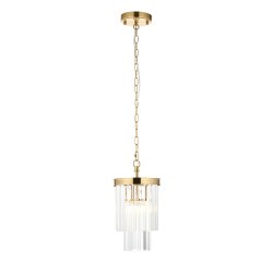 78626-001 Brushed Aged Brass Pendant with Crystal