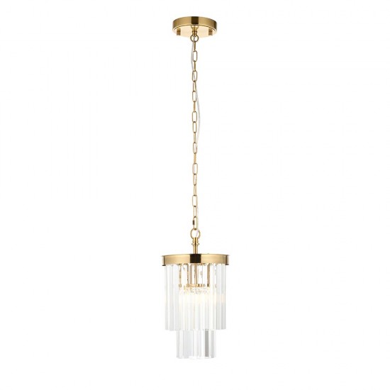 78626-001 Brushed Aged Brass Pendant with Crystal