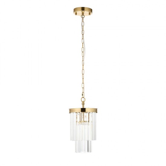 78626-001 Brushed Aged Brass Pendant with Crystal