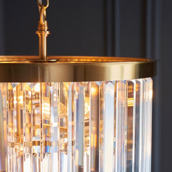 78627-001 Brushed Aged Brass 4 Light Chandelier with Crystal