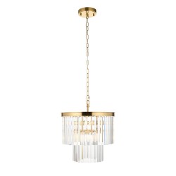 78627-001 Brushed Aged Brass 4 Light Chandelier with Crystal