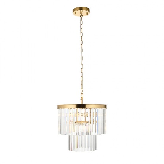 78627-001 Brushed Aged Brass 4 Light Chandelier with Crystal
