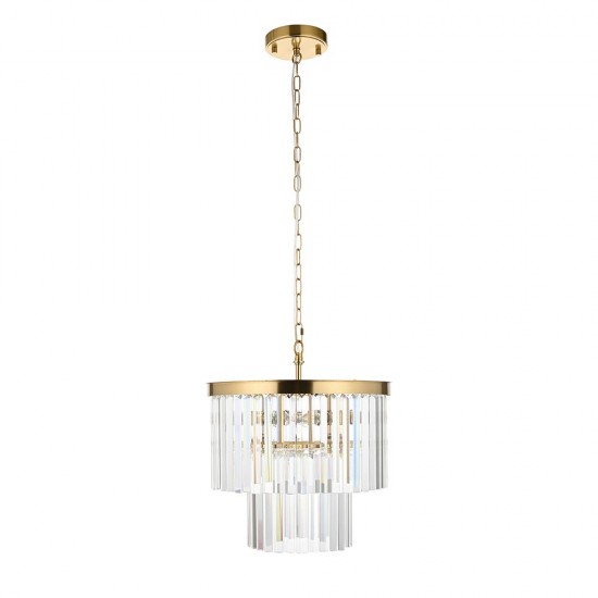 78627-001 Brushed Aged Brass 4 Light Chandelier with Crystal