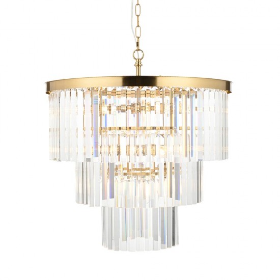 78628-001 Brushed Aged Brass 7 Light Chandelier with Crystal