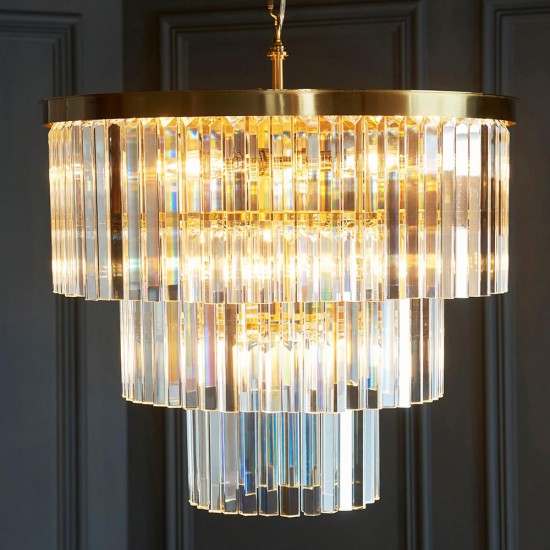 78628-001 Brushed Aged Brass 7 Light Chandelier with Crystal