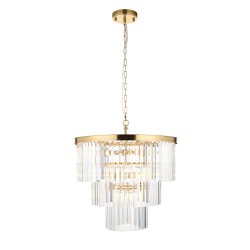 78628-001 Brushed Aged Brass 7 Light Chandelier with Crystal