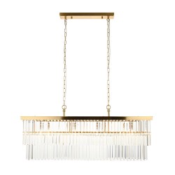 78664-001 Brushed Aged Brass 4 Light over Island Fitting with Crystal