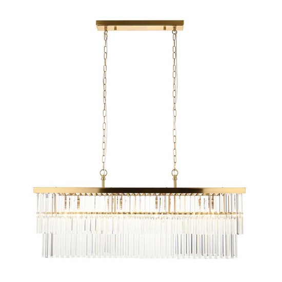 78664-001 Brushed Aged Brass 4 Light over Island Fitting with Crystal