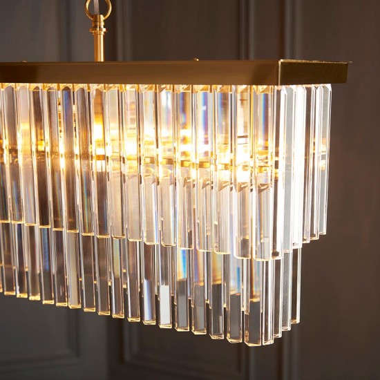 78664-001 Brushed Aged Brass 4 Light over Island Fitting with Crystal