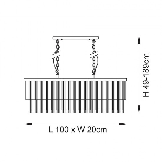 78664-001 Brushed Aged Brass 4 Light over Island Fitting with Crystal