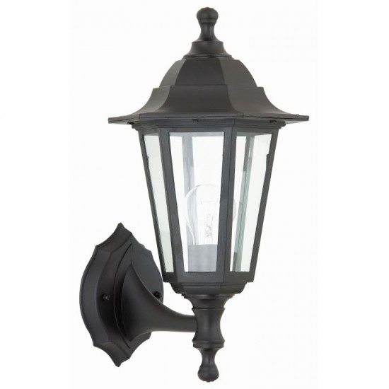741-001 Black with Glass Up or Downlight Lantern Wall Lamp 741-001 Black with Glass Up or Downlight Lantern Wall Lamp