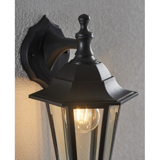 741-001 Black with Glass Up or Downlight Lantern Wall Lamp 741-001 Black with Glass Up or Downlight Lantern Wall Lamp