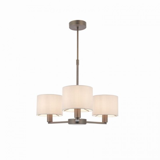 22535-001 Antique Bronze 3 Light Centre Fitting with Faux Silk Shades