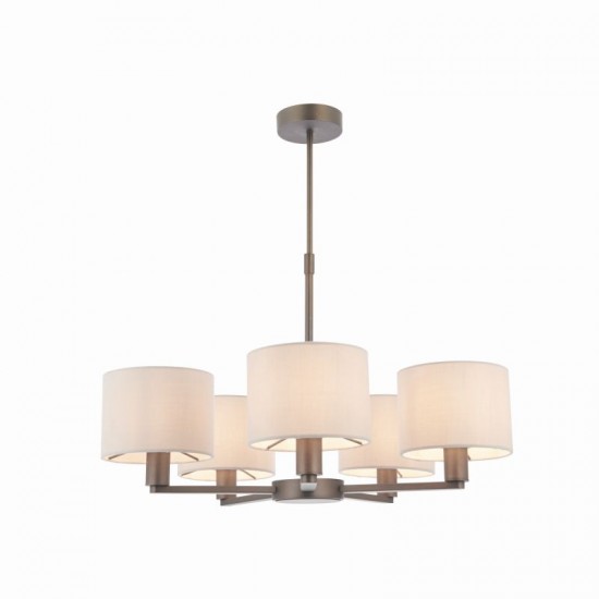22536-001 Antique Bronze 5 Light Centre Fitting with Faux Silk Shades